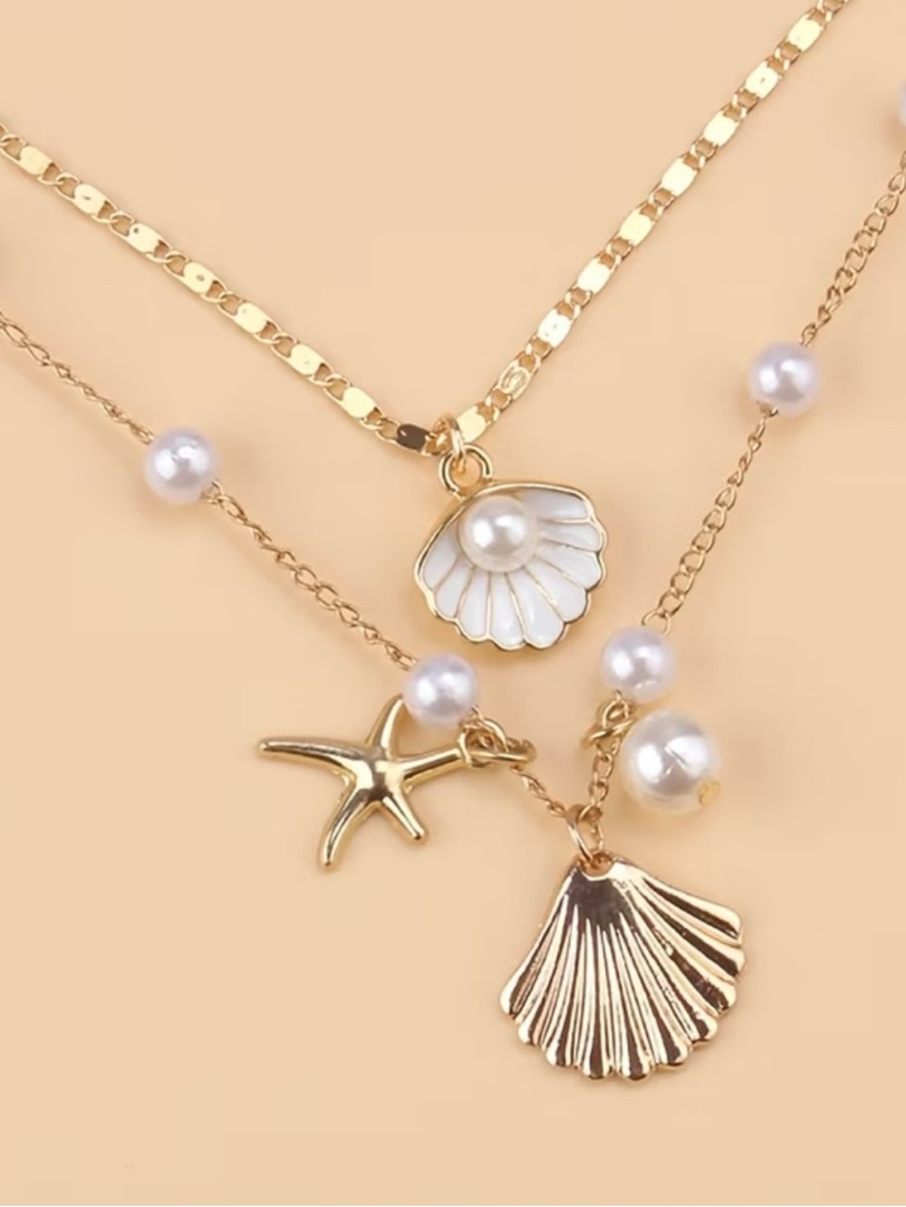 Gold Layered Pearl Shell Pendant Necklace - Women Jewelry - Picture 6 of 8